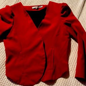 Cropped puff shoulder blazer